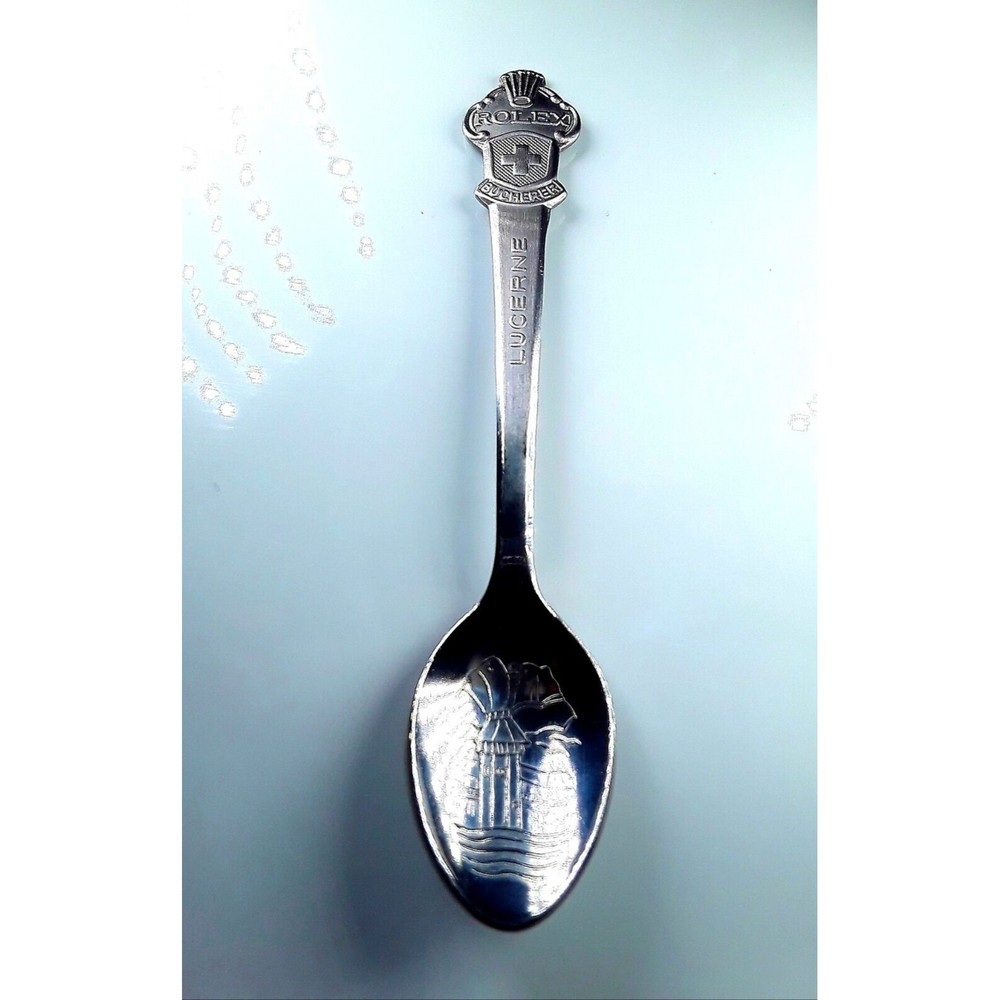 STAINLESS SOUVENIR SPOON ROLEX LUCERNE BY BUCHERER OF SWITZERLAND NEARMINT